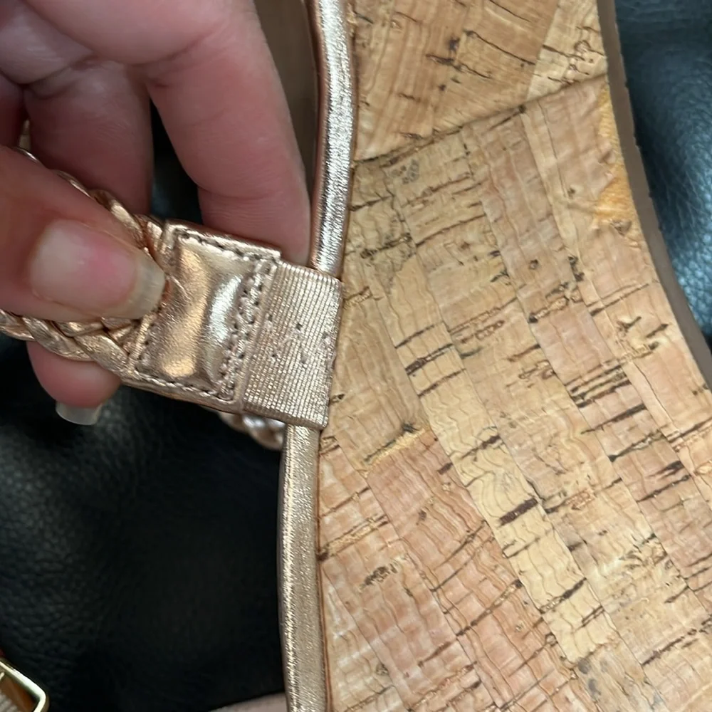 kate spade Rose Gold Woven Wedge Sandals - Picture 8 of 8
